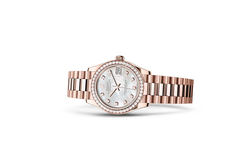 Rolex Datejust 31 Oyster, 31 mm, różowe złoto Everose i brylanty - M278285rbr-0005 W.Kruk Polska