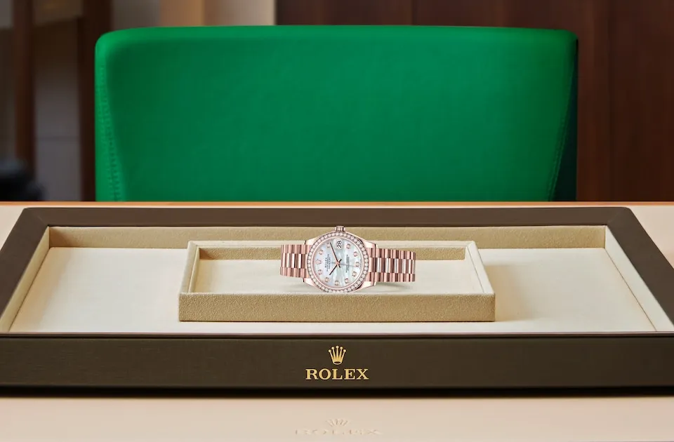 Rolex Datejust 31 Oyster, 31 mm, różowe złoto Everose i brylanty - M278285rbr-0005 W.Kruk Polska