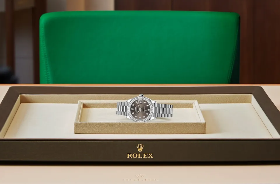 Rolex Datejust 31 Oyster, 31 mm, białe złoto i brylanty - M278289rbr-0006 W.Kruk Polska