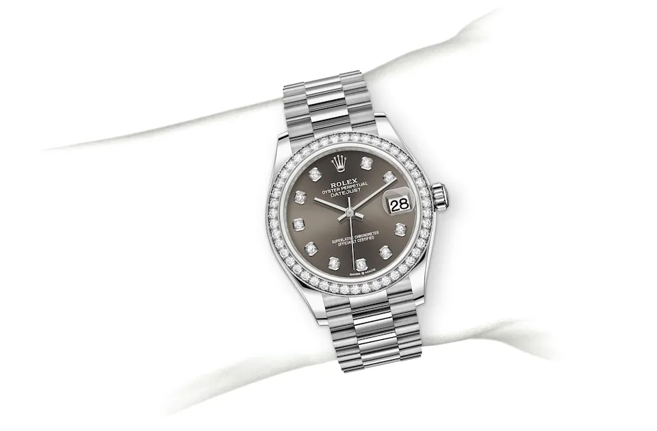 Rolex Datejust 31 Oyster, 31 mm, białe złoto i brylanty - M278289rbr-0006 W.Kruk Polska