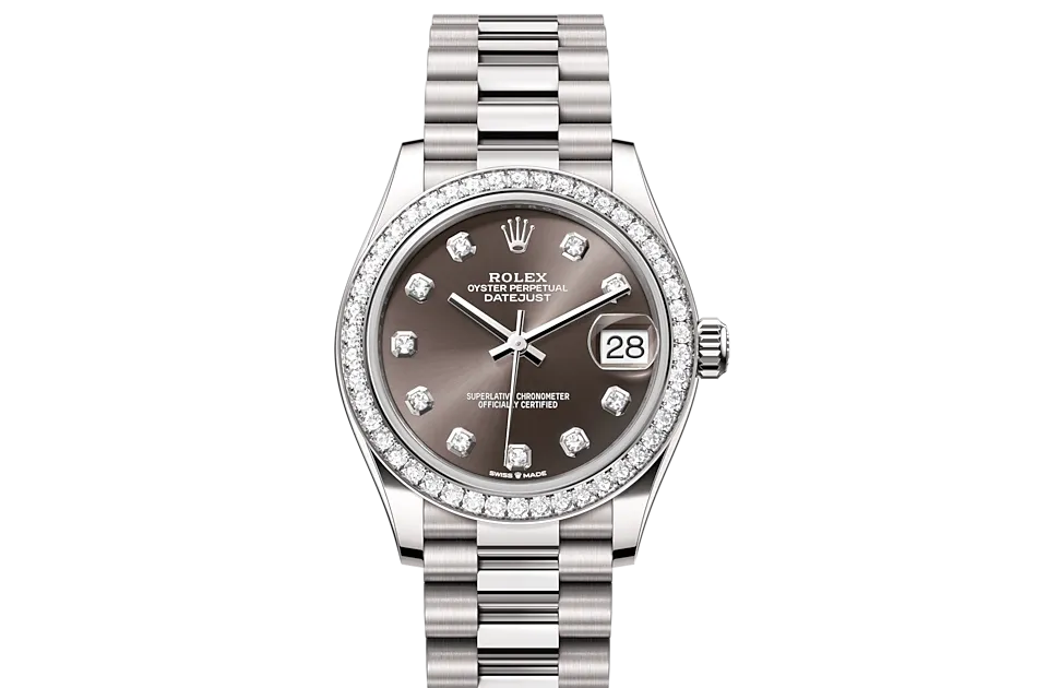 Rolex Datejust 31 Oyster, 31 mm, białe złoto i brylanty - M278289rbr-0006 W.Kruk Polska