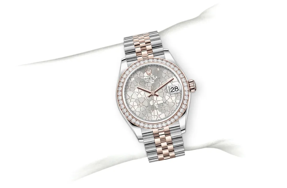 Rolex Datejust 31 Oyster, 31 mm, stal Oystersteel, różowe złoto Everose i brylanty - M278381rbr-0032 W.Kruk Polska