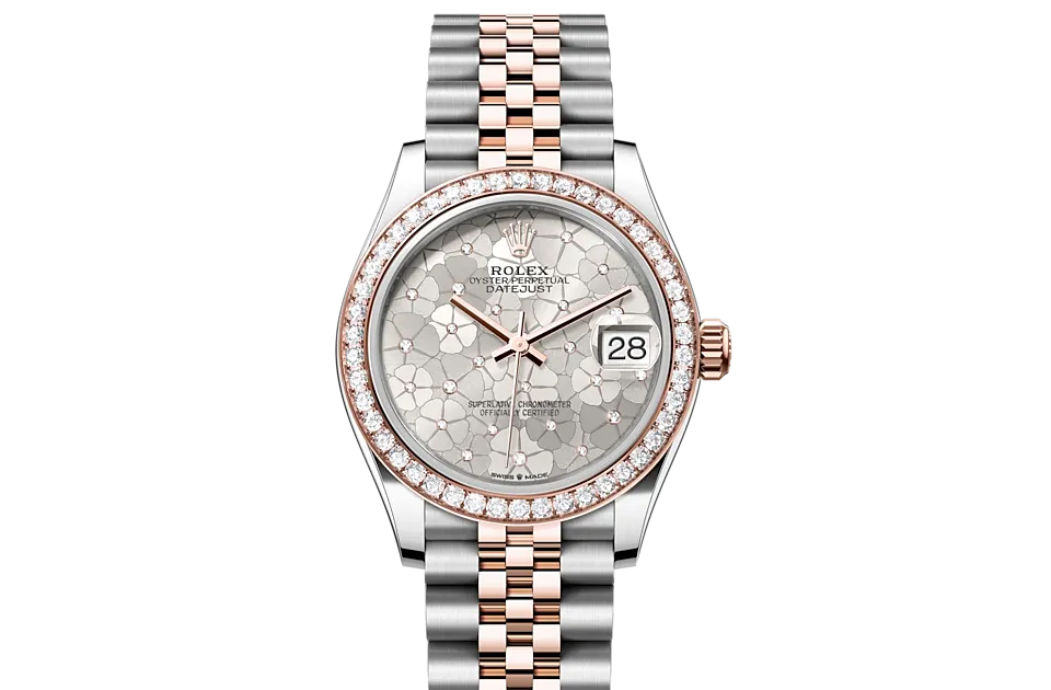 Rolex Datejust 31 Oyster, 31 mm, stal Oystersteel, różowe złoto Everose i brylanty - M278381rbr-0032 W.Kruk Polska