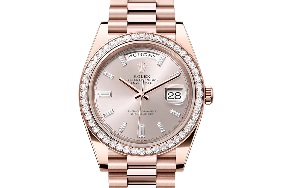 Rolex Day-Date 40 Oyster, 40 mm, różowe złoto Everose i brylanty - M228345rbr-0007 W.Kruk Polska