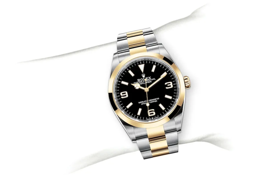 Rolex Explorer 36 Oyster, 36 mm, stal Oystersteel i żółte złoto - M124273-0001 W.Kruk Polska