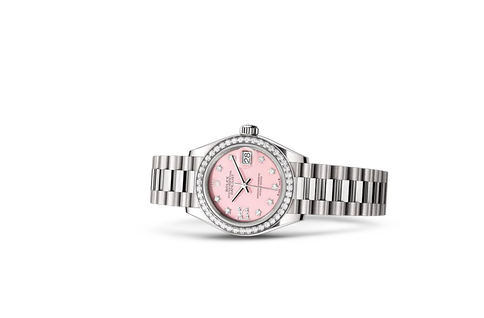 Rolex Lady-Datejust Oyster, 28 mm, białe złoto i brylanty - M279139rbr-0002 W.Kruk Polska