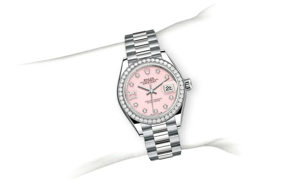 Rolex Lady-Datejust Oyster, 28 mm, białe złoto i brylanty - M279139rbr-0002 W.Kruk Polska