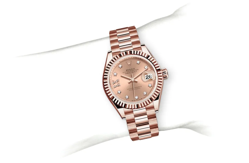 Rolex Lady-Datejust Oyster, 28 mm, różowe złoto Everose - M279175-0029 W.Kruk Polska