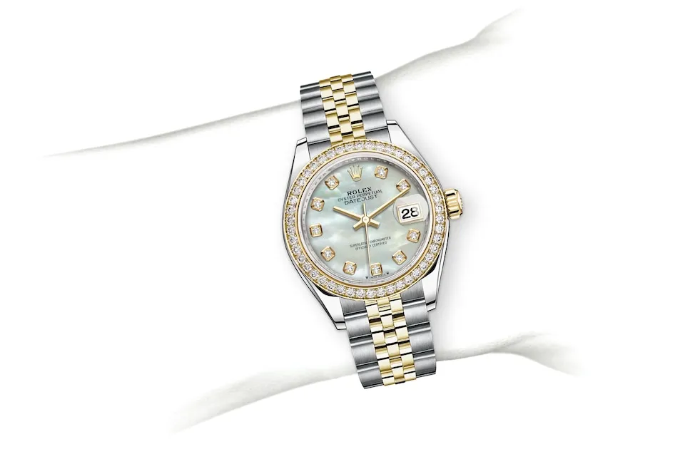 Rolex Lady-Datejust Oyster, 28 mm, stal Oystersteel, żółte złoto i brylanty - M279383rbr-0019 W.Kruk Polska