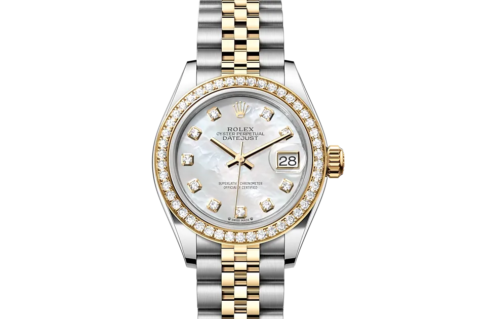 Rolex Lady-Datejust Oyster, 28 mm, stal Oystersteel, żółte złoto i brylanty - M279383rbr-0019 W.Kruk Polska