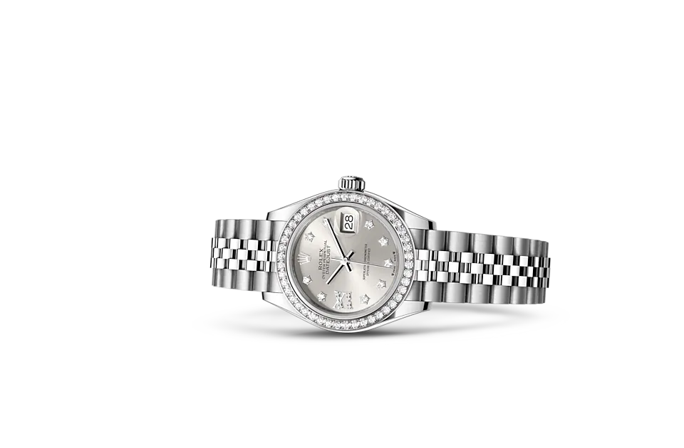 Rolex Lady-Datejust Oyster, 28 mm, stal Oystersteel, białe złoto i brylanty - M279384rbr-0021 W.Kruk Polska